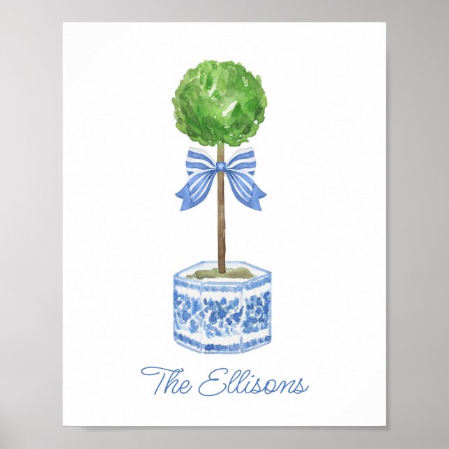 Póster Topiary Chinoiserie Watercolor Bow (Frente)
