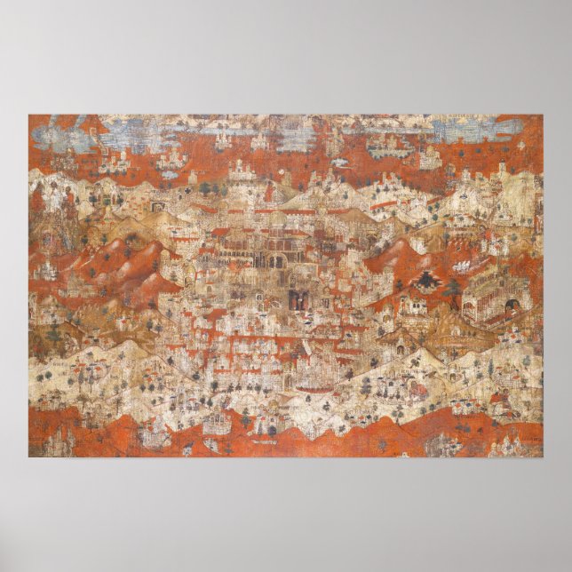 Póster Topografía de la Tierra Santa del siglo XV en Pale (Frente)