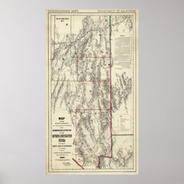 Póster Topografía de Nevada Meridional (Frente)