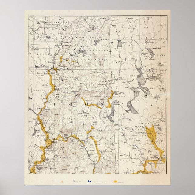 Póster Topographic and Glacial Map of New Hampshire 3 (Frente)