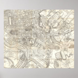 Póster Topographic Map of Ancient Rome, Italy