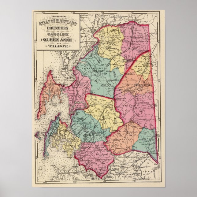 Póster Topographical atlas of Maryland counties (Frente)