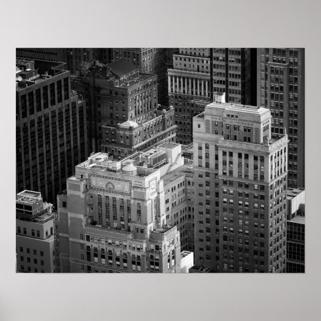 Póster Tops negros y blancos de edificios de NYC, mediano (Frente)