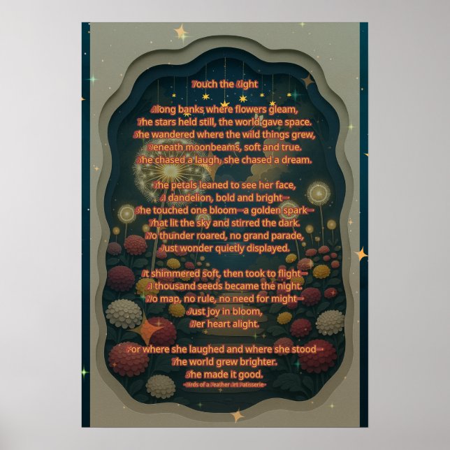 Póster Toque el poema ligero e imprima (Frente)