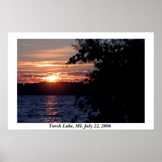 Póster Torch Lake Sunset
