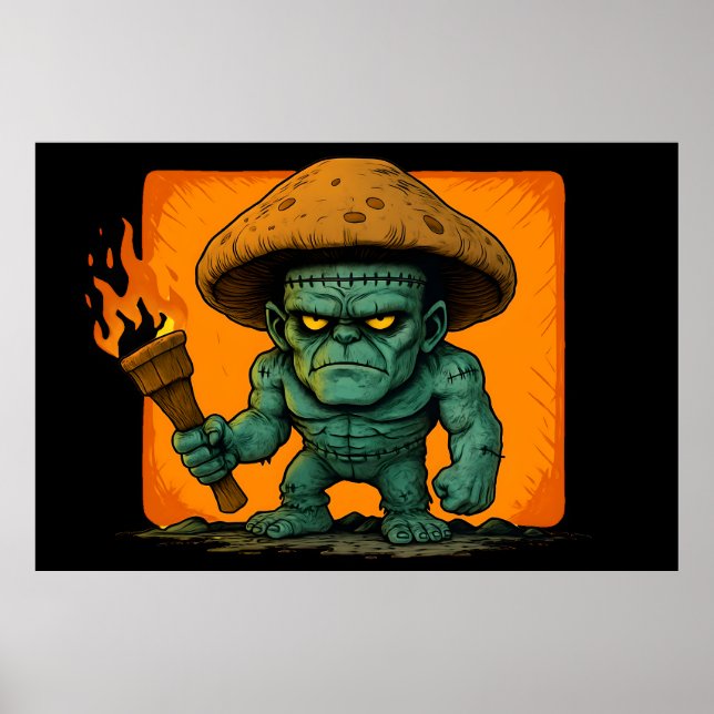 Póster Torch & Temper – Diseño de bestia de hongo (Frente)