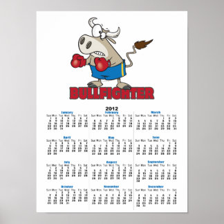 Póster torero payaso boxeador toro personaje de dibujos a
