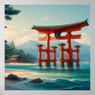 Póster Torii de Itsukushima, santuario de Itsukushima, Mi