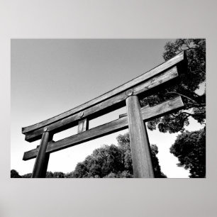 Póster Torii de madera del santuario Meiji, Tokio
