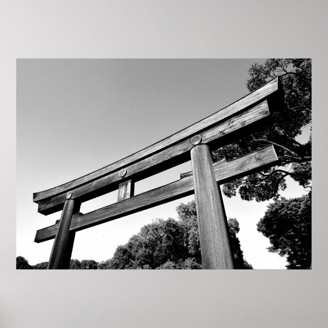 Póster Torii de madera del santuario Meiji, Tokio (Frente)