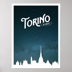 Póster Torino por perfil nocturno - Poster