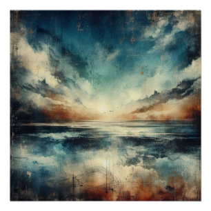 Póster Tormenta Azul Paisaje Marítimo Fotografía Antigua