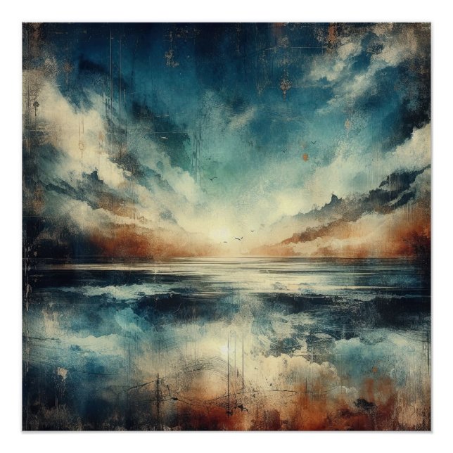 Póster Tormenta Azul Paisaje Marítimo Fotografía Antigua (Anverso)