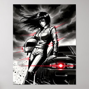 Póster Tormenta de Carreras animada - Racer callejero fem