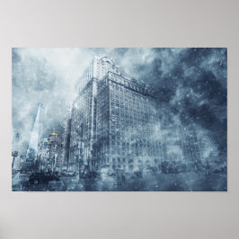 Póster Tormenta de nieve en invierno