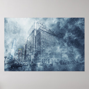 Póster Tormenta de nieve en invierno