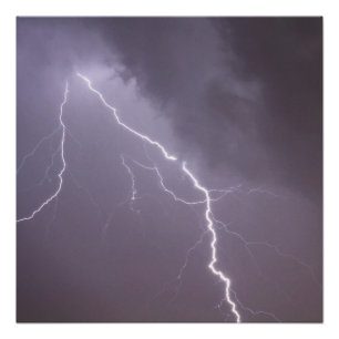 Póster Tormenta de relámpagos con muchos rayos