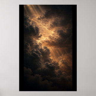Póster Tormenta Dorada — Esfera de Tormenta Sobre Océano