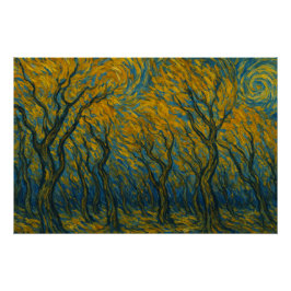 Póster Tormenta en el bosque de oro