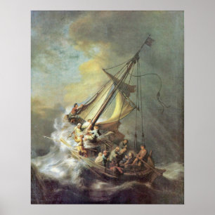 Póster Tormenta en el mar de Galilea de Rembrandt Van