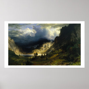 Póster Tormenta en las montañas rocosas, Poster Bierstadt