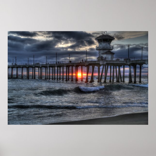 Póster Tormenta "Huntington Beach Pier" (Frente)