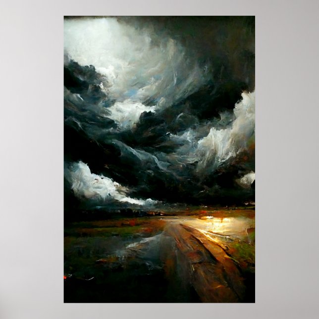 Póster Tormenta meteorológica: pintura inspirada en el az (Frente)