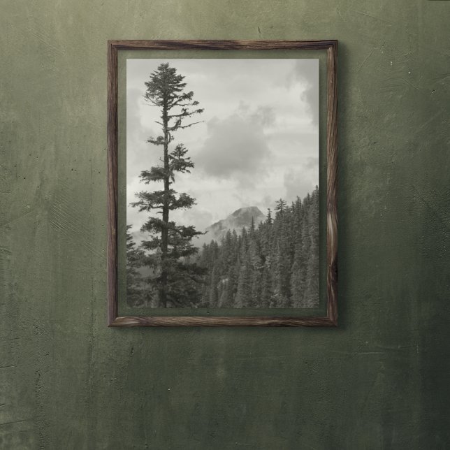 Póster Tormenta Montaña - Negro y blanco - Foto brillante (In Situ)