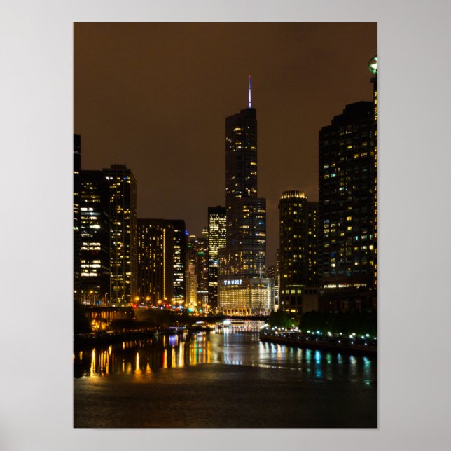 Póster Tormenta Nocturna en el Río Chicago (Frente)