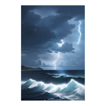 Tormenta relámpago sobre el océano