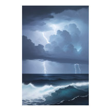 Tormenta relámpago y océano