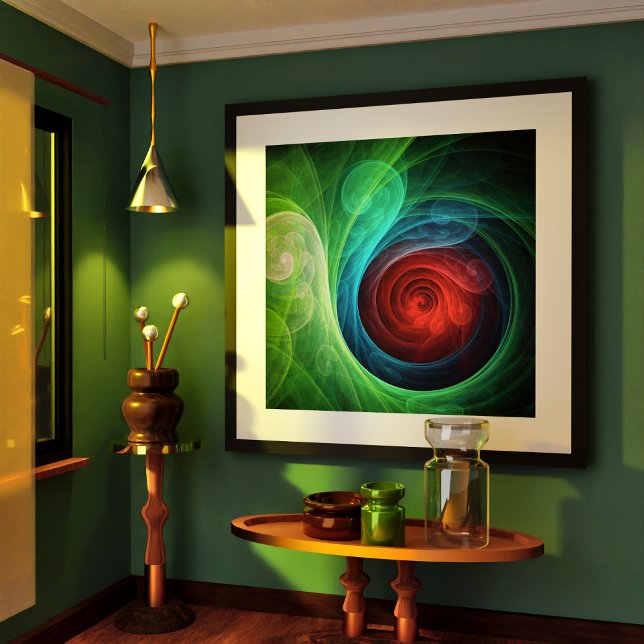 Póster Tormenta roja Floral Moderno Resumen Patrón de col (Red Storm Floral Modern Abstract Art Color Pattern Poster)