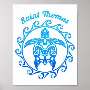 Póster Tormenta tribal azul oceánica Saint Thomas