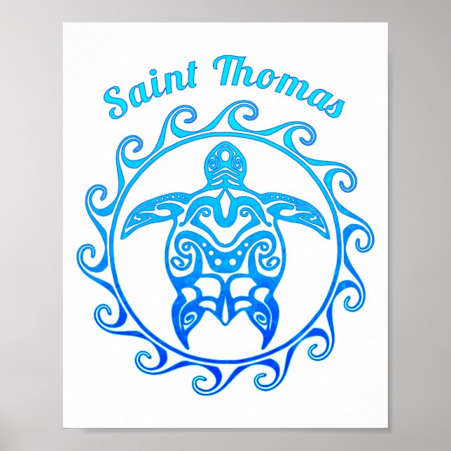 Póster Tormenta tribal azul oceánica Saint Thomas (Frente)