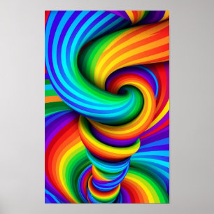 Póster Tornado de vórtice retorcido arcoíris - Ilusión óp
