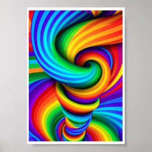 Póster Tornado de vórtice retorcido arcoíris - Ilusión óp