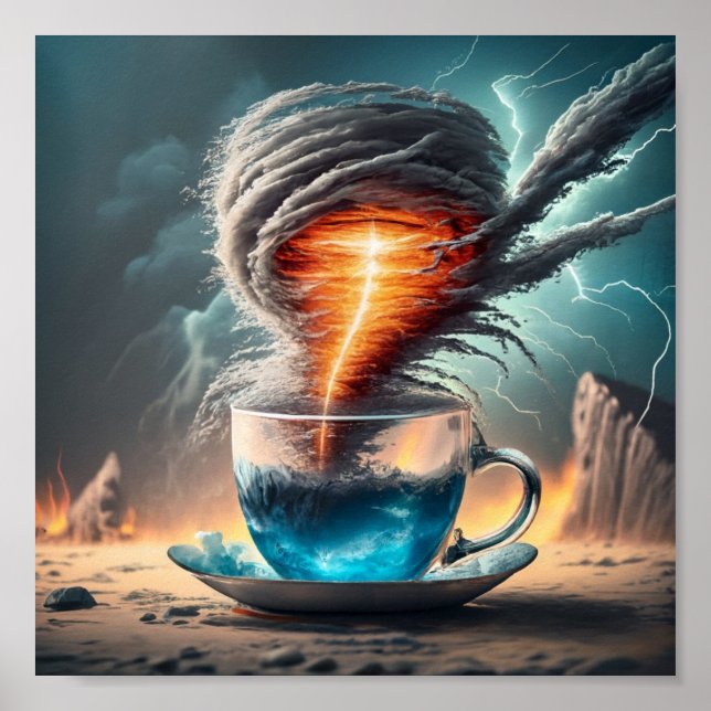 Póster Tornado en una taza de té (Frente)