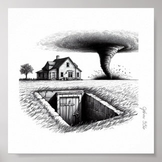 Póster Tornado House Cellar con Cruz