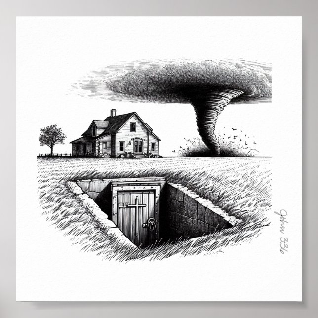 Póster Tornado House Cellar con Cruz (Frente)