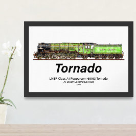 Póster Tornado Locomotora de Vapor Vintage Inglés 