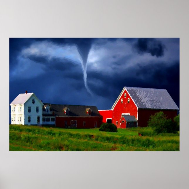 Póster Tornado Red Barn Storm Extreme Weather (Frente)