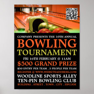 Póster Torneo de Bowling Alley, Bowling con 10 pines