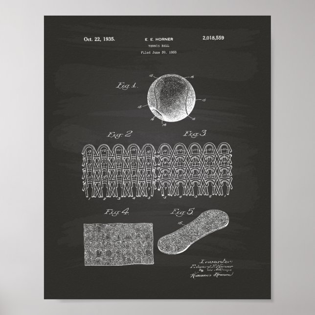 Póster Torneo de tenis 1935 Patent Art Chalkboard (Frente)