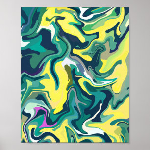 Póster Torneos abstractos vibrantes en amarillo y verde