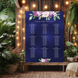 Póster Tornillo de boda de flores violeta azul marino