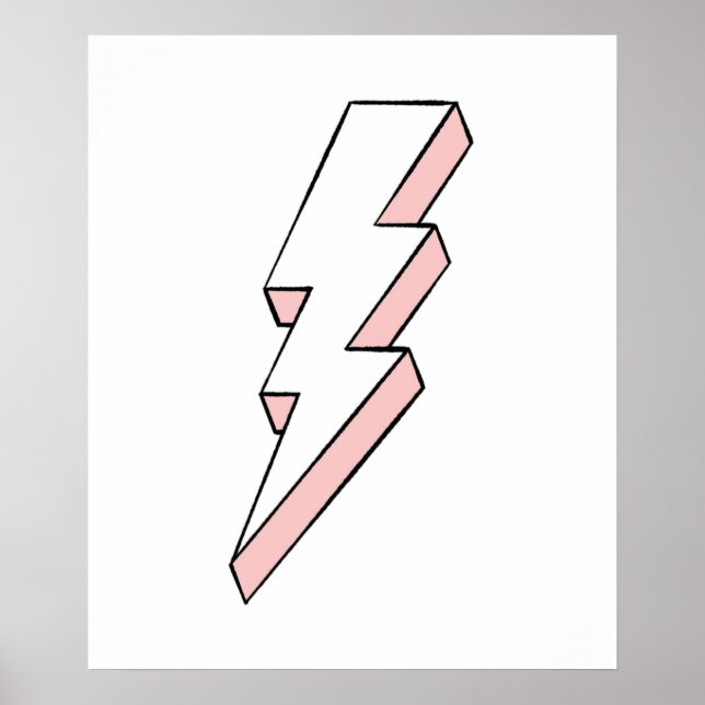 Póster Tornillo Lightning rosa y blanco con bordes duros (Frente)