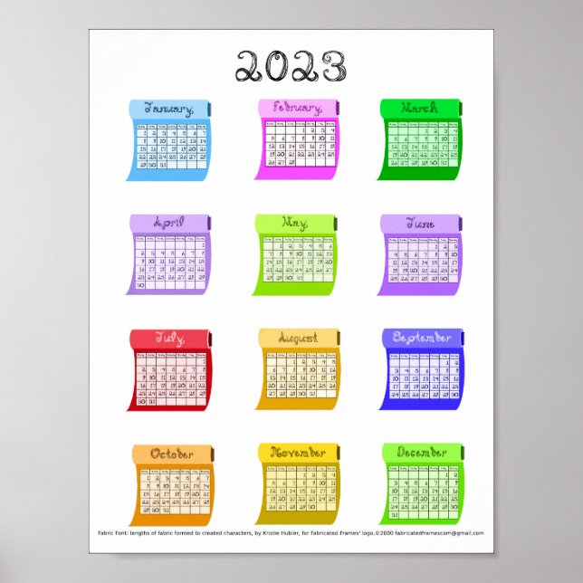 Póster Tornillos de coser de tela de calendario 2023 (Frente)