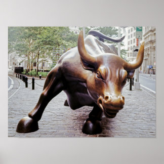 Póster Toro cargando en Wall Street