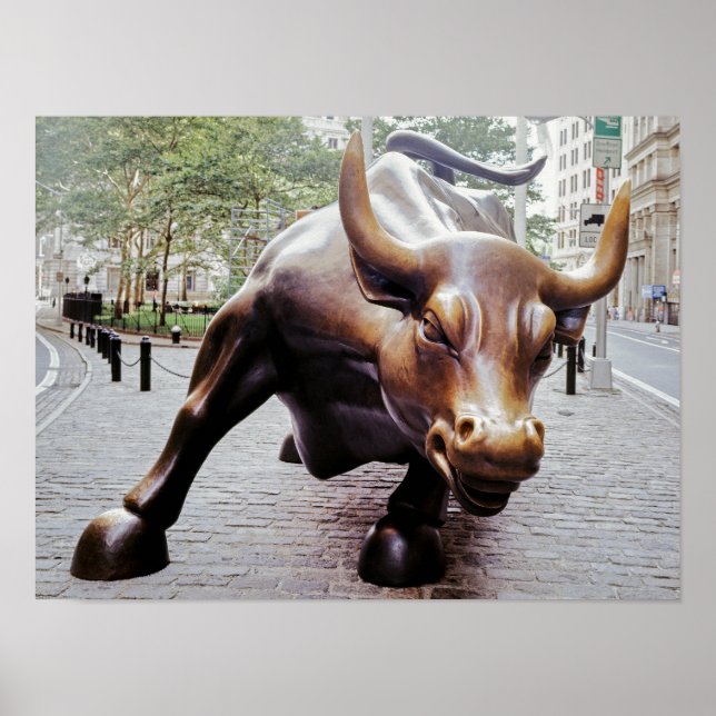 Póster Toro cargando en Wall Street (Frente)