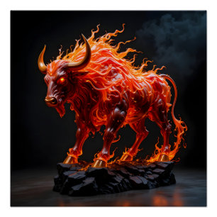 Póster Toro de Fuego Mítico